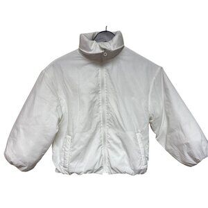 NEW Zella Women's Jacket White Puffer Lightweight Full Zip Size Medium Cropped